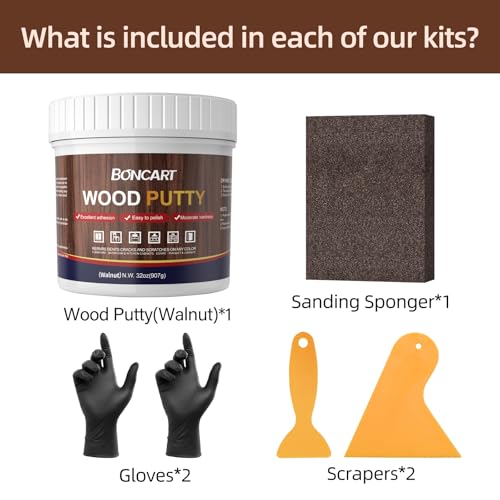 Boncart 32oz Wood Filler Putty - Walnut Paintable Furniture Repair Kit for Quickly Fixing Broken and Defective Wooden Items, MQNZ-09 - Image 4
