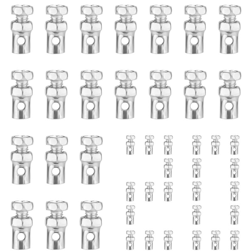 XIHIRCD 20pcs Universal Throttle Clamp, Throttle Brake Cable Ends with Clear Container Silvery Bike Cable Ends Motorcycle Cable Ends Accessories Cable Stop Ends for Tractor Scooter Lawn Mower, Medium - Image 1