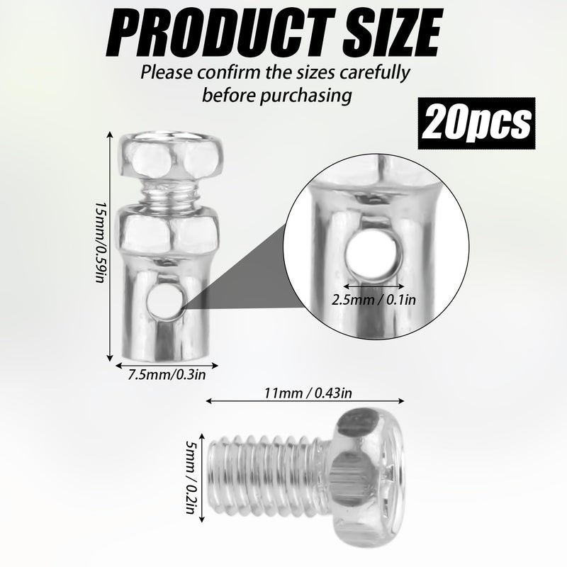 XIHIRCD 20pcs Universal Throttle Clamp, Throttle Brake Cable Ends with Clear Container Silvery Bike Cable Ends Motorcycle Cable Ends Accessories Cable Stop Ends for Tractor Scooter Lawn Mower, Medium - Image 2