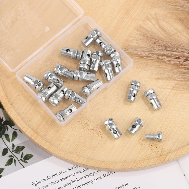 XIHIRCD 20pcs Universal Throttle Clamp, Throttle Brake Cable Ends with Clear Container Silvery Bike Cable Ends Motorcycle Cable Ends Accessories Cable Stop Ends for Tractor Scooter Lawn Mower, Medium - Image 3