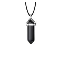 Fayrouz Jewellery Unisex crystal necklace with a natural leather cord and a crystal pendant of stones, a unisex hexagonal pendant from Fayrouz Jewelry  - Image 1