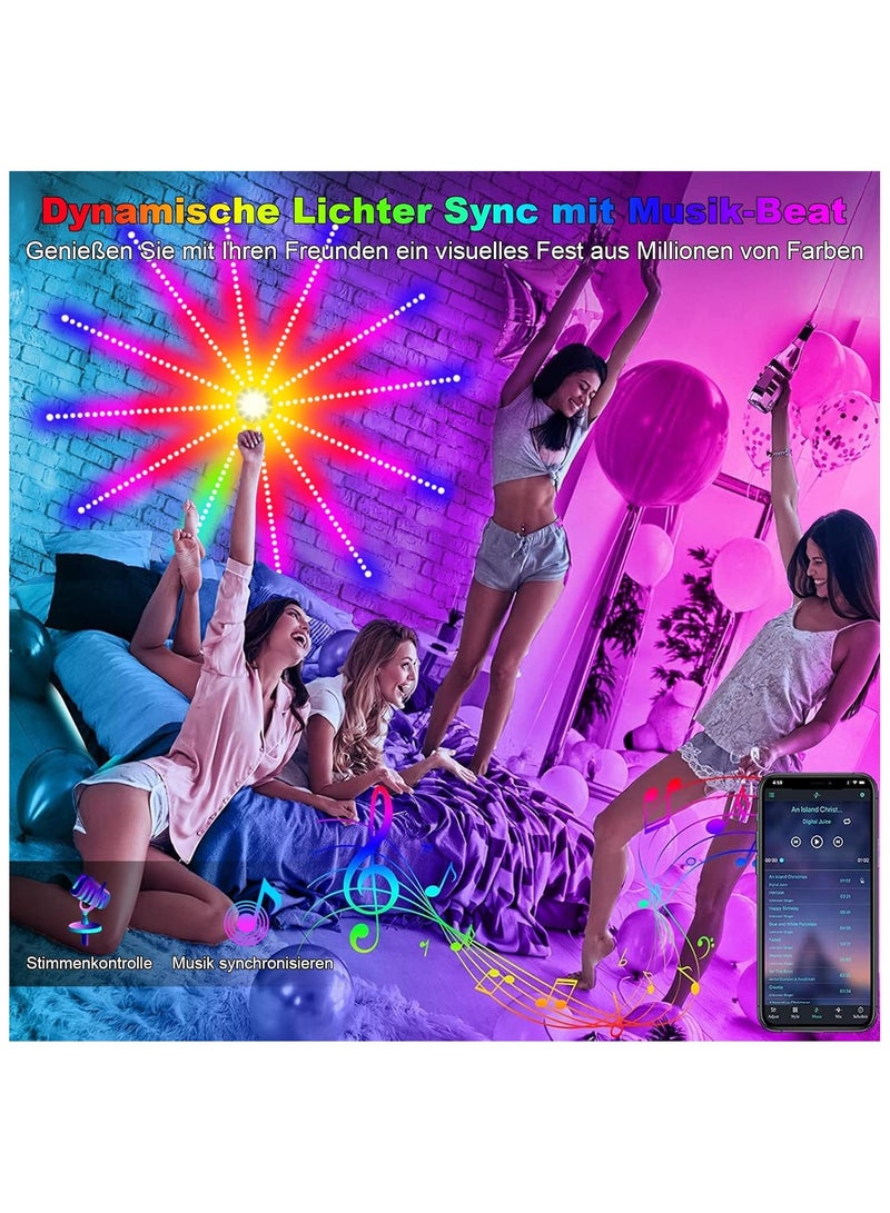 شريط طرز فضائي بلوتوث مع أضواء LED، أضواء لشريط البالونات مع تحكم عن بعد، تأثير المضي الألوان المتعددة، متزامن مع الموسيقى للديكور وحفلات الزفاف والبارات. - Image 2