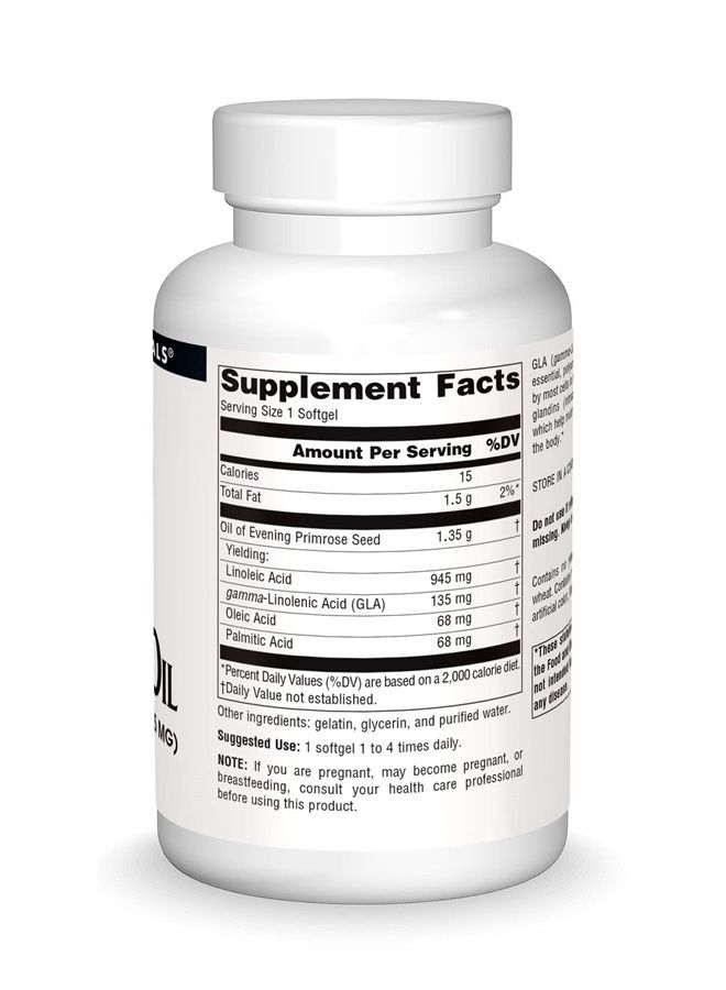 Evening Primrose Oil - Hexane-Free - 1350mg - GLA Yield: 135 mg - Cold-Pressed - 120 Softgels