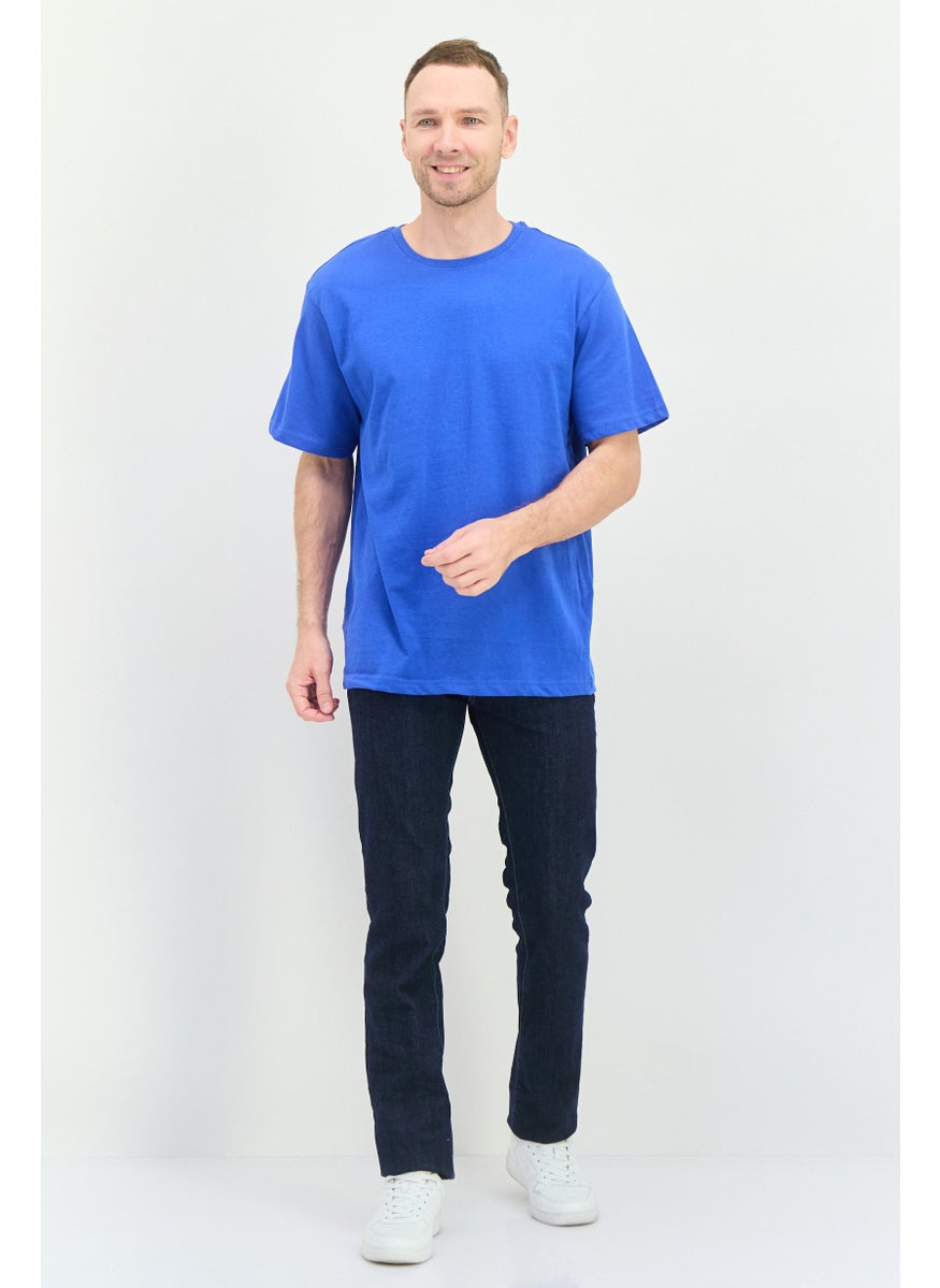 KANGOL - Men Crew Neck Short Sleeves Plain T-Shirt, Blue - Image 1