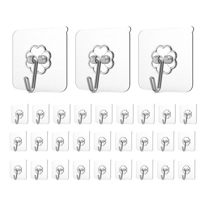 ADHESIVE HOOKS FOR HANGING HEAVY DUTY WALL HOOKS 20 PACK REMOVABLE STICKY CEILING HOOKS TRANSPARENT SELF ADHESIVE SHOWER HOOKS WATER OIL PROOF STRONG 22LBMAX DOOR COAT HOOKS