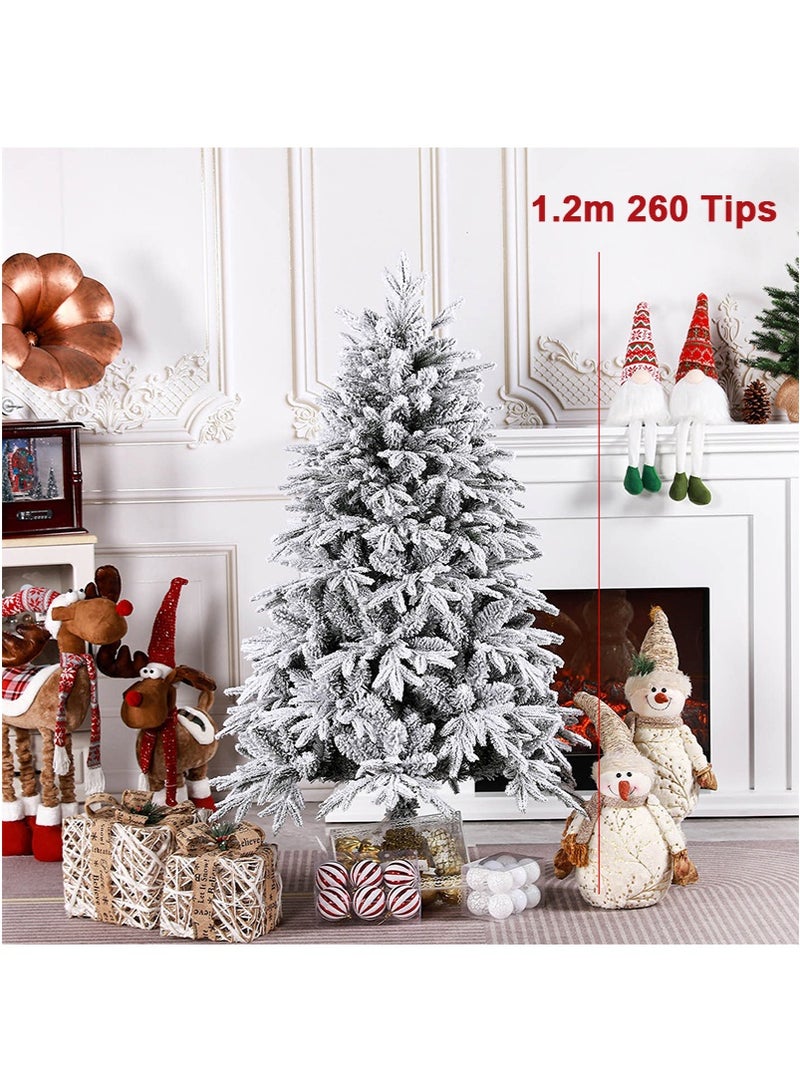 TAPIT 1.2m 260-Tip Artificial Snowy Christmas Tree, PE+PVC White Flocked Xmas Tree, Festive Home Mall Snowy Landscape Decorative Tree (HX-42) - Image 2
