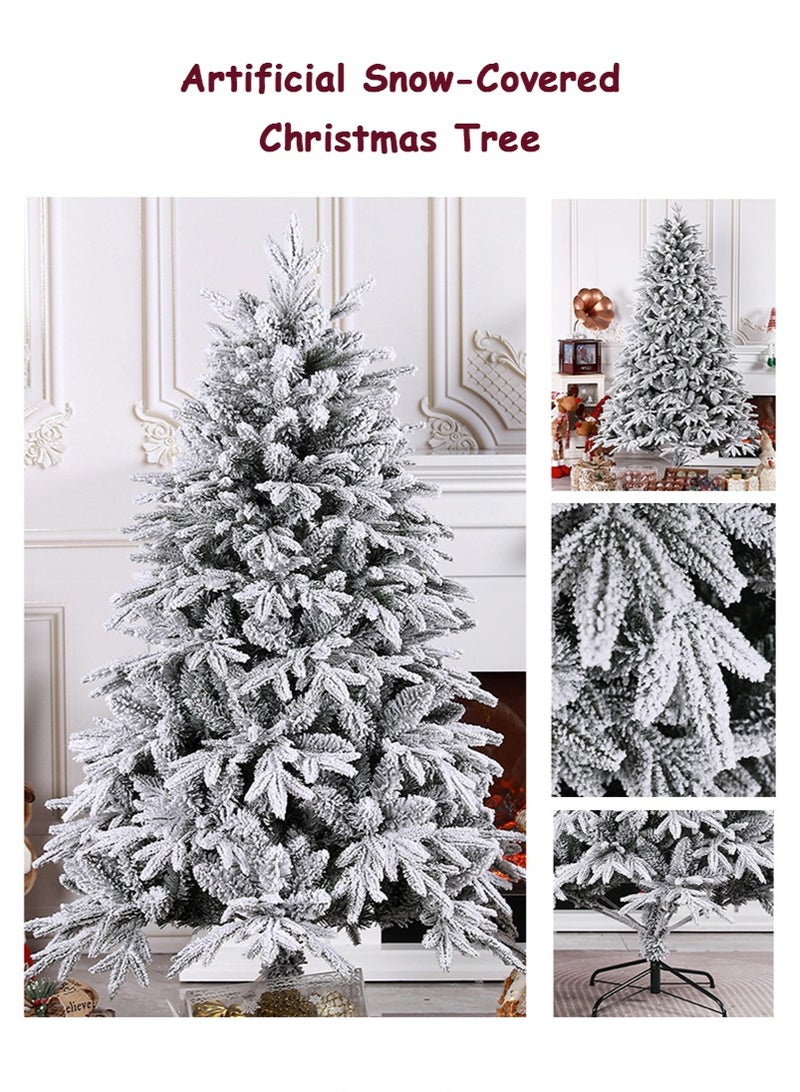 TAPIT 1.2m 260-Tip Artificial Snowy Christmas Tree, PE+PVC White Flocked Xmas Tree, Festive Home Mall Snowy Landscape Decorative Tree (HX-42) - Image 3