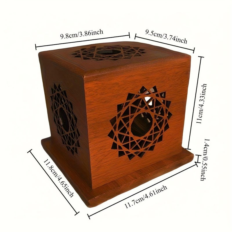 Handcrafted Wooden Incense Holder Square Sandalwood Aroma Diffuser With Auspicious Cloud Hollow Carving Vintage Home Decor For Office Study Man Cave Father Day Gift - Image 3