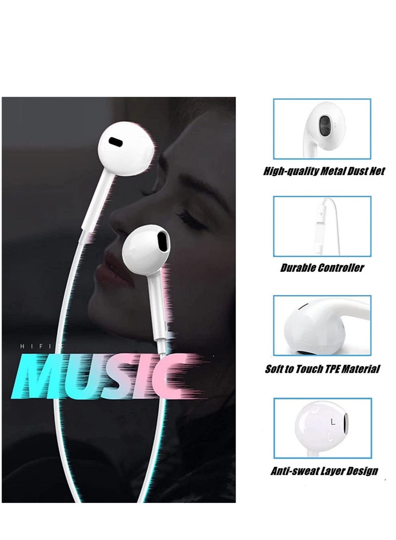 iPhone Earbuds Headphones with Lightning Connector, [MFi Certified] Wired in-Ear Earphones with Microphone and Volume Control Compatible with iPhone 13/12/11 Pro Max/XS Max/X/8 Plus/7 - White - Image 4