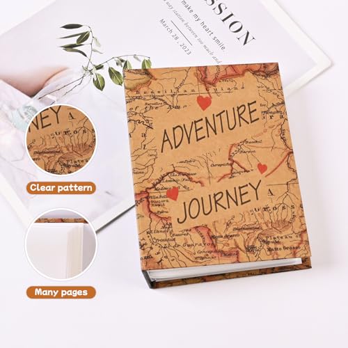 GINCEVHY Adventure Journey Photo Album 4x6, 50 Pockets Hold 100 PIctures Photo Book, Small Mini Hardboard Cover Scrapbook Album for Family Baby Picture Book Couple Gift - Image 3