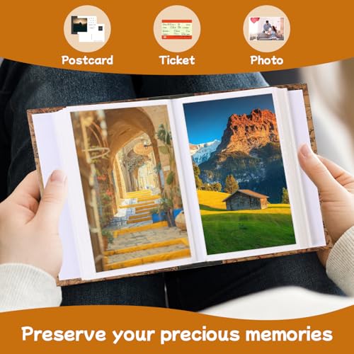 GINCEVHY Adventure Journey Photo Album 4x6, 50 Pockets Hold 100 PIctures Photo Book, Small Mini Hardboard Cover Scrapbook Album for Family Baby Picture Book Couple Gift - Image 5