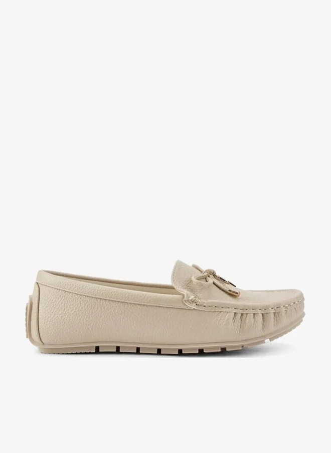 Flora Bella By Shoexpress Textured Slip-On Moccasins with Bow