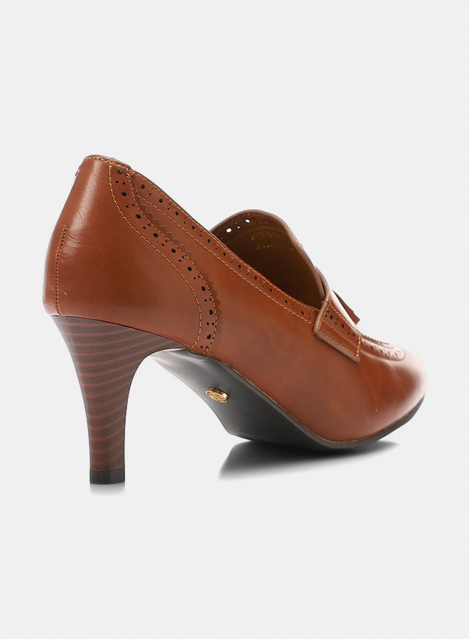 Dejavu Shoes JAL-DVTX-014 Self Patterned Pointed Toecap Oxford Heeled Shoes For Women - Image 3