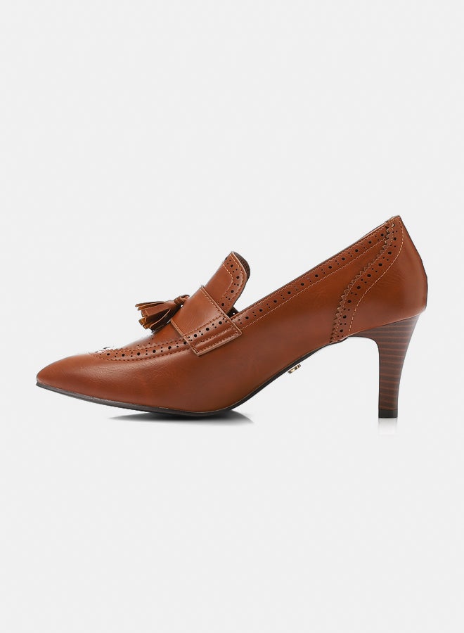 Dejavu Shoes JAL-DVTX-014 Self Patterned Pointed Toecap Oxford Heeled Shoes For Women - Image 4