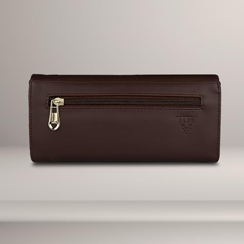 ALSU Women's Wallet | Stylish Purse for with Phone Pocket,4 Card Pocket and Multiple Compartment| Party Clutch for Girl | Lock Closure | Travel Hand Purse for Women| Office Bag for Women (Brown) - Image 3