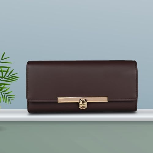 ALSU Women's Wallet | Stylish Purse for with Phone Pocket,4 Card Pocket and Multiple Compartment| Party Clutch for Girl | Lock Closure | Travel Hand Purse for Women| Office Bag for Women (Brown) - Image 2
