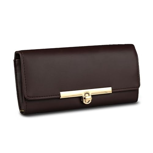 ALSU Women's Wallet | Stylish Purse for with Phone Pocket,4 Card Pocket and Multiple Compartment| Party Clutch for Girl | Lock Closure | Travel Hand Purse for Women| Office Bag for Women (Brown) - Image 1