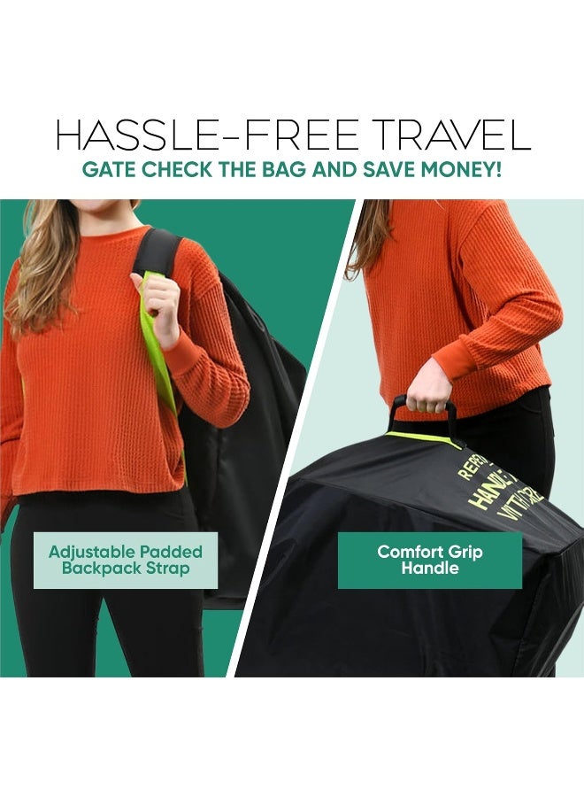 reperkid Large Stroller Bag for Airplane Travel, Black & Green, 47" H x 24" W x 15" D, Fits Most Large, Single, Double, Jogging Strollers - Premium Waterproof Cover, Adjustable Shoulder Straps - Image 5