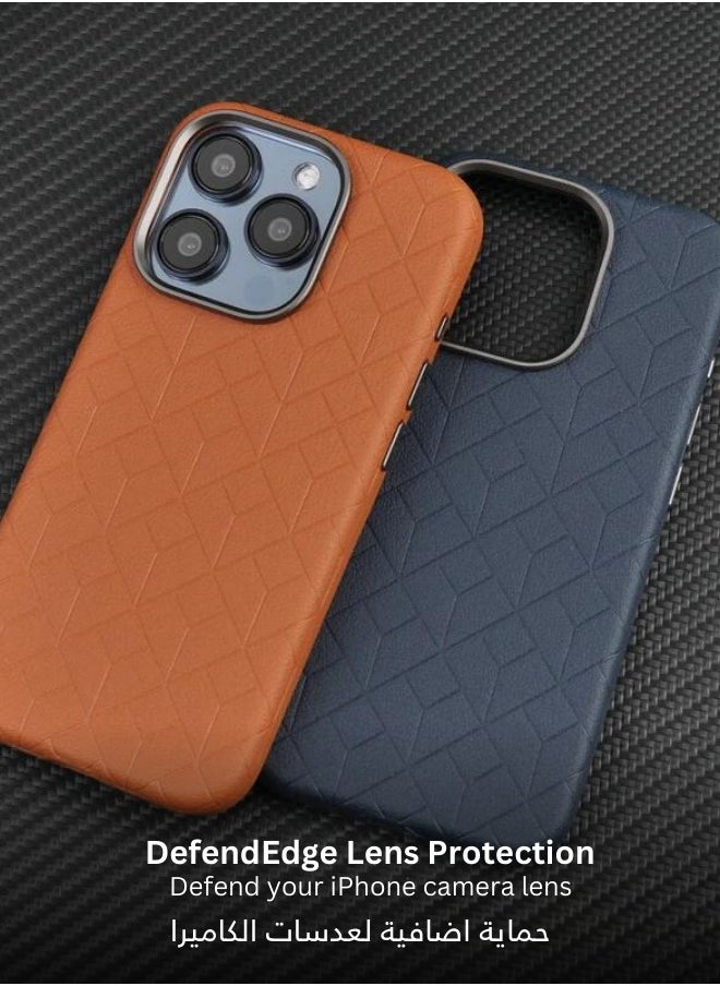 Protection cover for iPhone 16 Pro Max , with classic patterns, with buttons and a metal frame- blue
