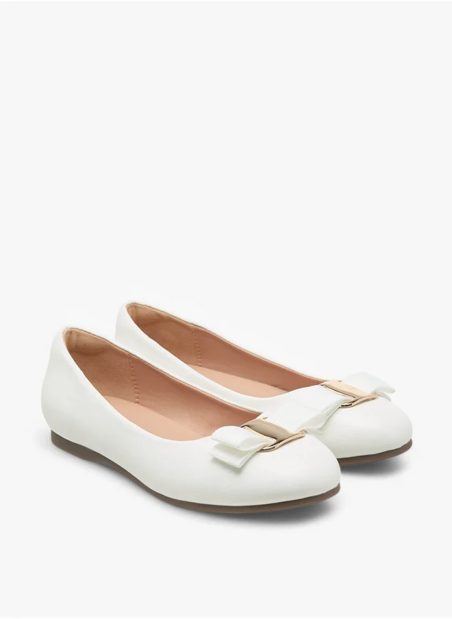 Little Missy Girls Bow Accent Slip-On Ballerina Shoes