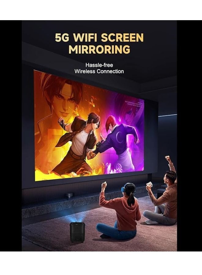 Umiio Q4 Pro Projector 4K LED Light Source, 5G WiFi Bluetooth, Portable Intelligent Game Projector with Dual Wireless Game Controller, Smart Projector Compatible with Android, HDMI/USB/SD iOS,PC, 50"-150" Screen Projection (Black) - Image 5