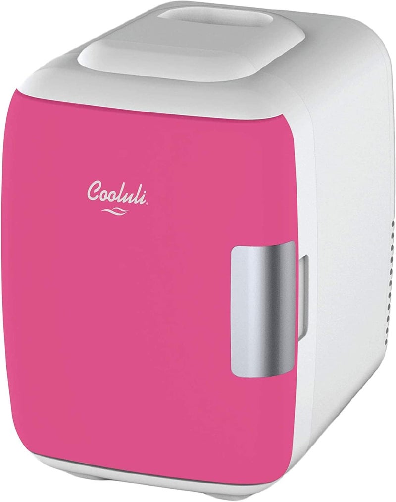 Cooluli Skincare Mini Fridge for Bedroom - Car, Office Desk & Dorm Room - Portable 4L/6 Can Electric Plug In Cooler & Warmer for Food, Drinks, Beauty & Makeup, 12v AC/DC & Exclusive USB, Fuchsia - Image 1