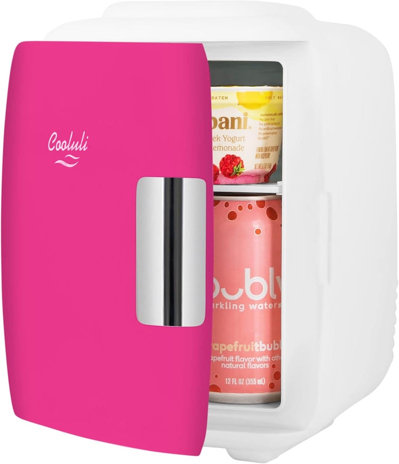 Cooluli Skincare Mini Fridge for Bedroom - Car, Office Desk & Dorm Room - Portable 4L/6 Can Electric Plug In Cooler & Warmer for Food, Drinks, Beauty & Makeup, 12v AC/DC & Exclusive USB, Fuchsia - Image 2