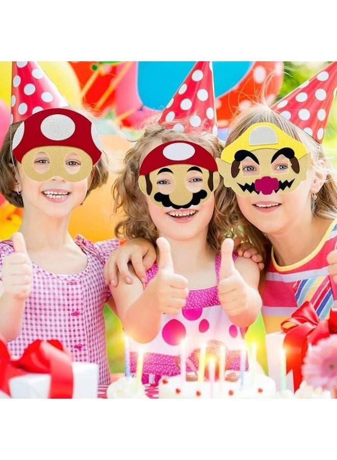 12 PCS Game Themed Felt Masks Role Play Bros Party Favors,Game Themed Party Supplies Dress Up Masks Birthday Cosplay Mask Cartoon Character Cosplay Photo Booth Prop Birthday Gift - Image 2