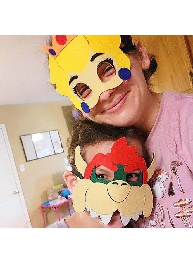 12 PCS Game Themed Felt Masks Role Play Bros Party Favors,Game Themed Party Supplies Dress Up Masks Birthday Cosplay Mask Cartoon Character Cosplay Photo Booth Prop Birthday Gift - Image 3