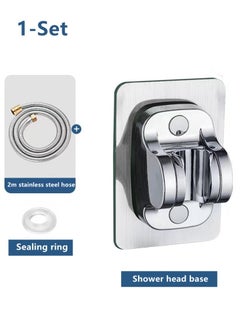 Kutis 1-Set Stainless Steel Shower Hose And Shower Head Base Silver  - Image 1