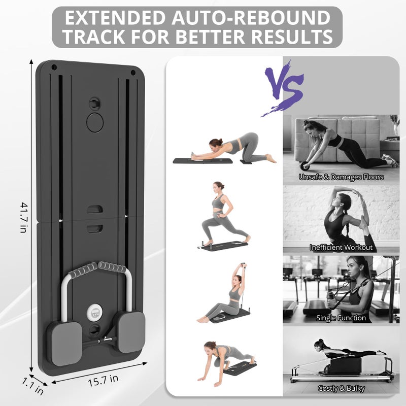 JANUA Pilates Board - Pilates Reformer Set, Multi-Purpose Foldable Pilates Reformer Board for Home, 5 in 1 Pilates Sliding Board (Black) - Image 5