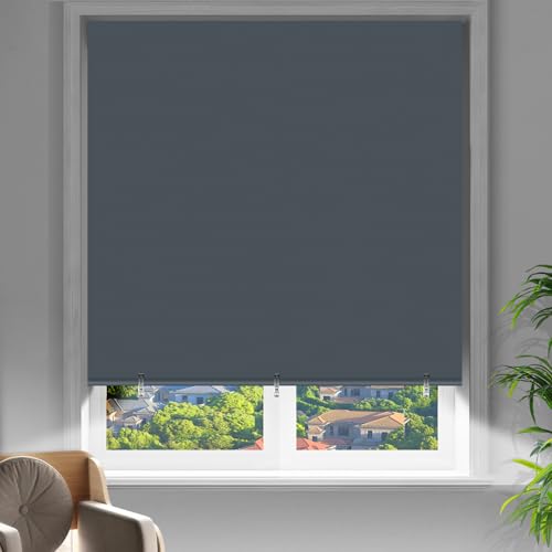 Hezbjiti Blackout Curtains for Bedroom, Self Adhesive Indoor Blackout Blinds, No Drilling or Tools, UV Protection, Portable Roller Window Shades for Living Room Office or RV Travel (36" W × 72" H, Black) - Image 1