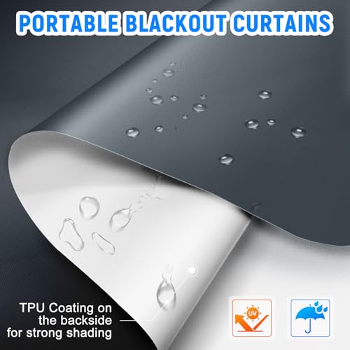 Hezbjiti Blackout Curtains for Bedroom, Self Adhesive Indoor Blackout Blinds, No Drilling or Tools, UV Protection, Portable Roller Window Shades for Living Room Office or RV Travel (36" W × 72" H, Black) - Image 4