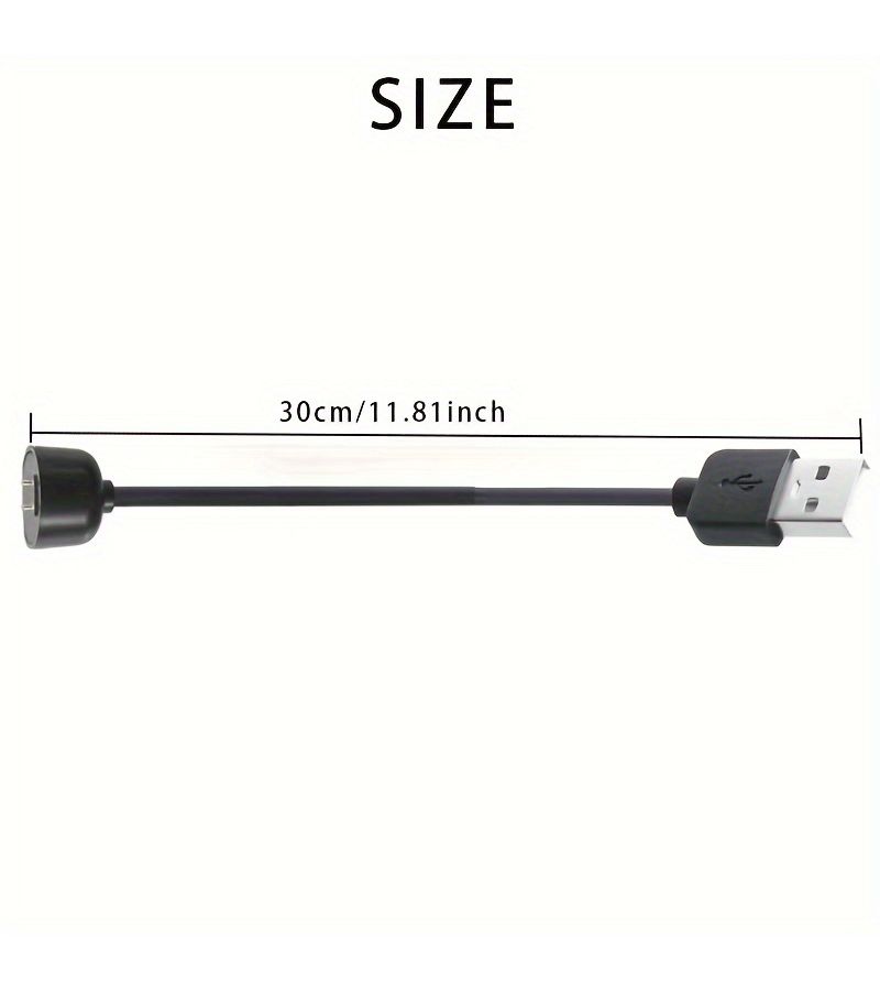 Black Charger Wire For Mi Band 7 6 5 Copper Core Charging Cable USB Portable Adapter - Image 2