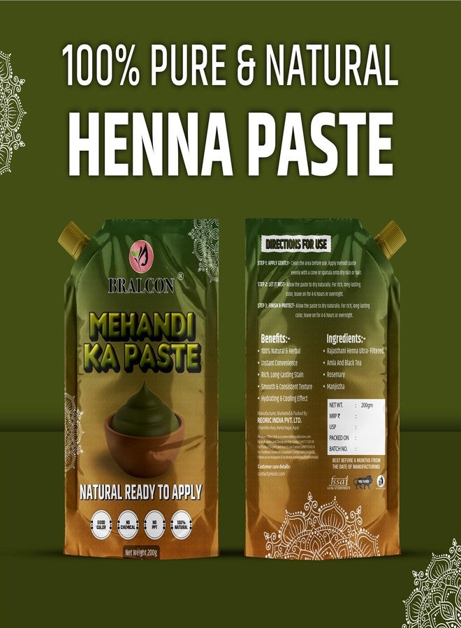 برالكون معجون الحناء من برالكون، حناء طبيعية جاهزة للاستخدام، 200 غرام، خالٍ من المواد الكيميائية - Image 4