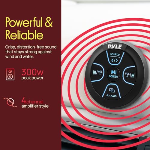 Pyle Amplified Wireless BT Audio Controller - 300 Watt Waterproof Rated Marine Receiver Remote Control for Car, Truck, Boat, 4x4, PowerSport Vehicles, Full Range Stereo Sound Reproduction -PLMRBT20 - Image 5
