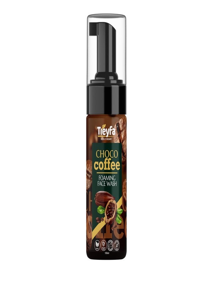 Treyfa Choco coffee foaming face wash with silicone brush for deep exfoliation, Acne and Oil Control | Natural skin brightening & moisturizing chocolate rich caffeine face wash for men & women (100ml) - Image 1