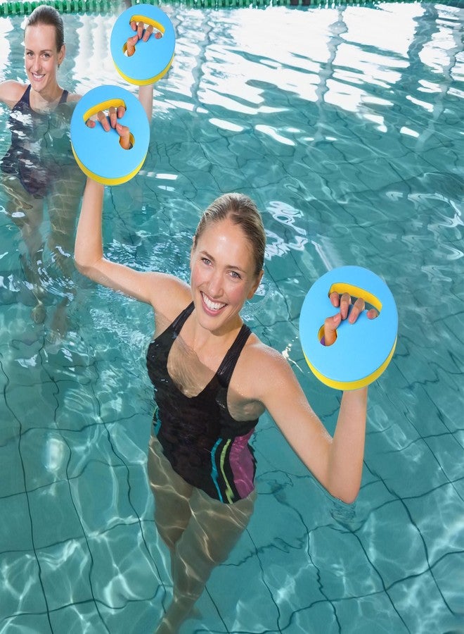 Hungdao 4 Pcs Water Exercise Discs Water Weights for Pool Exercise Set EVA Foam Aerobic Equipment for Adults Hand Held Pool Resistance for Swimming Beginners Arthritis(Yellow and Blue) - Image 5