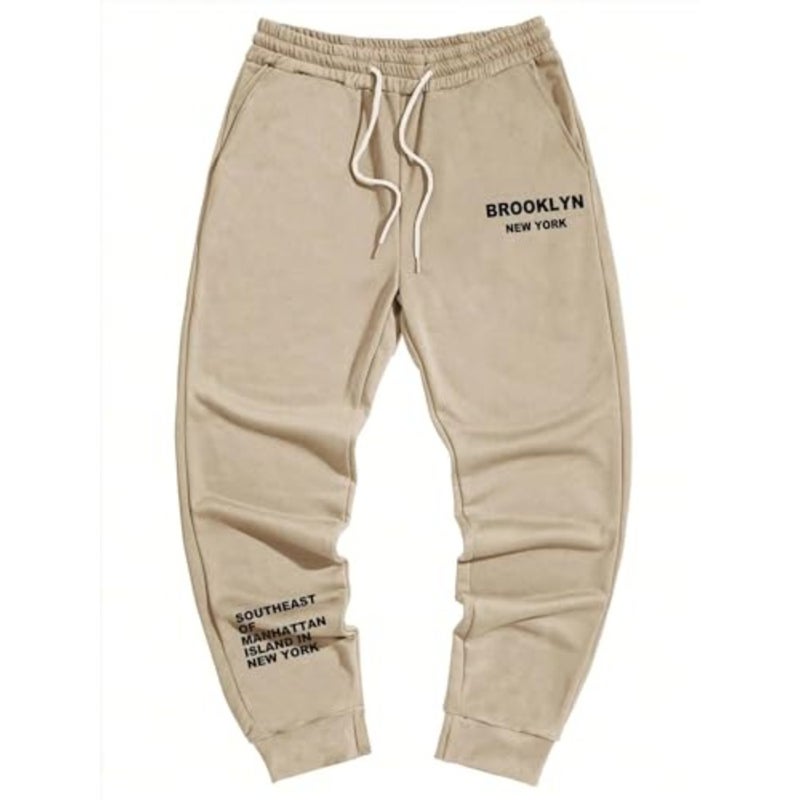 High-rise joggers for men, polyester blend, black, moisture-wicking and stretchable - Image 4