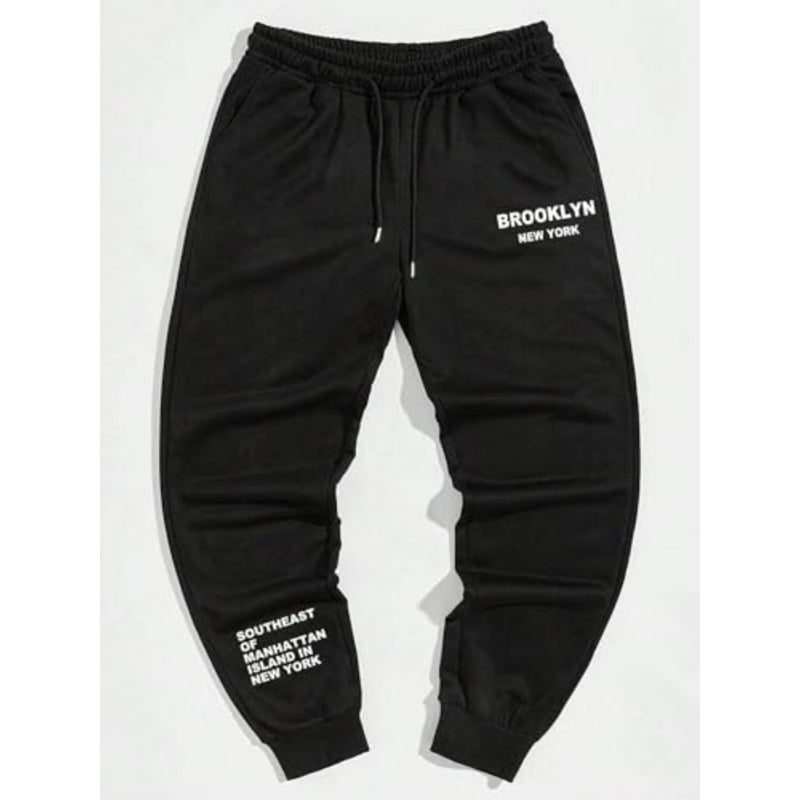 High-rise joggers for men, polyester blend, black, moisture-wicking and stretchable - Image 5