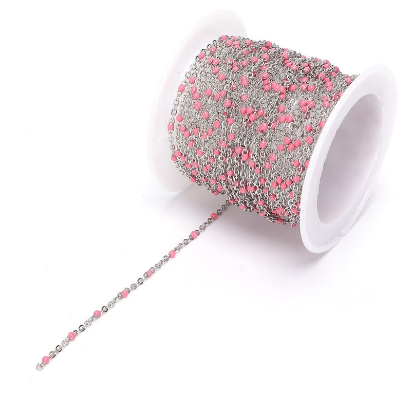 5M Pink Enamel Stainless Steel Curb Chain Roll For Jewelry Making - Image 2