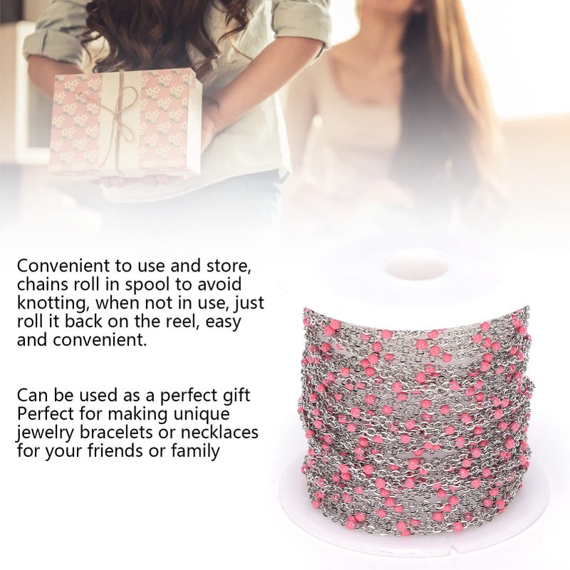 5M Pink Enamel Stainless Steel Curb Chain Roll For Jewelry Making - Image 4