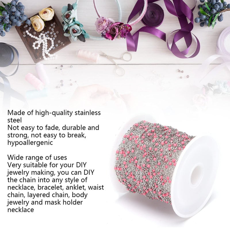 5M Pink Enamel Stainless Steel Curb Chain Roll For Jewelry Making - Image 3