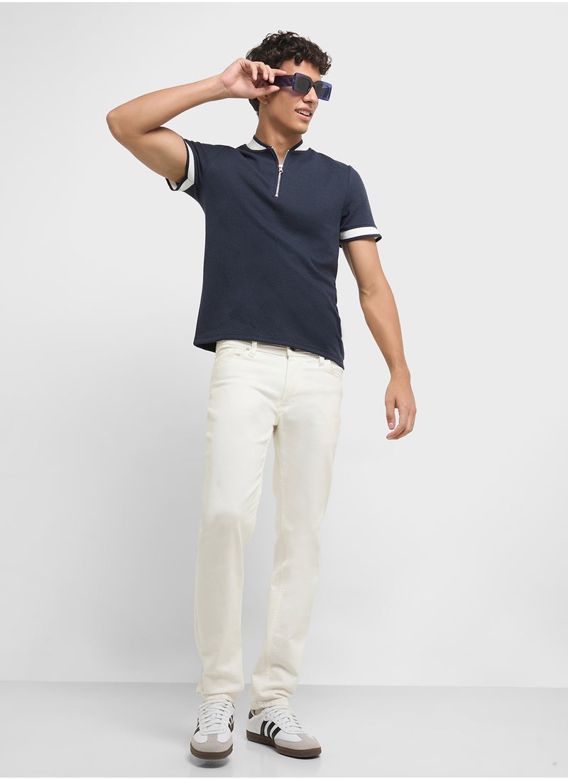 BRAVE SOUL Half Zip Polo Shirt  - Image 4