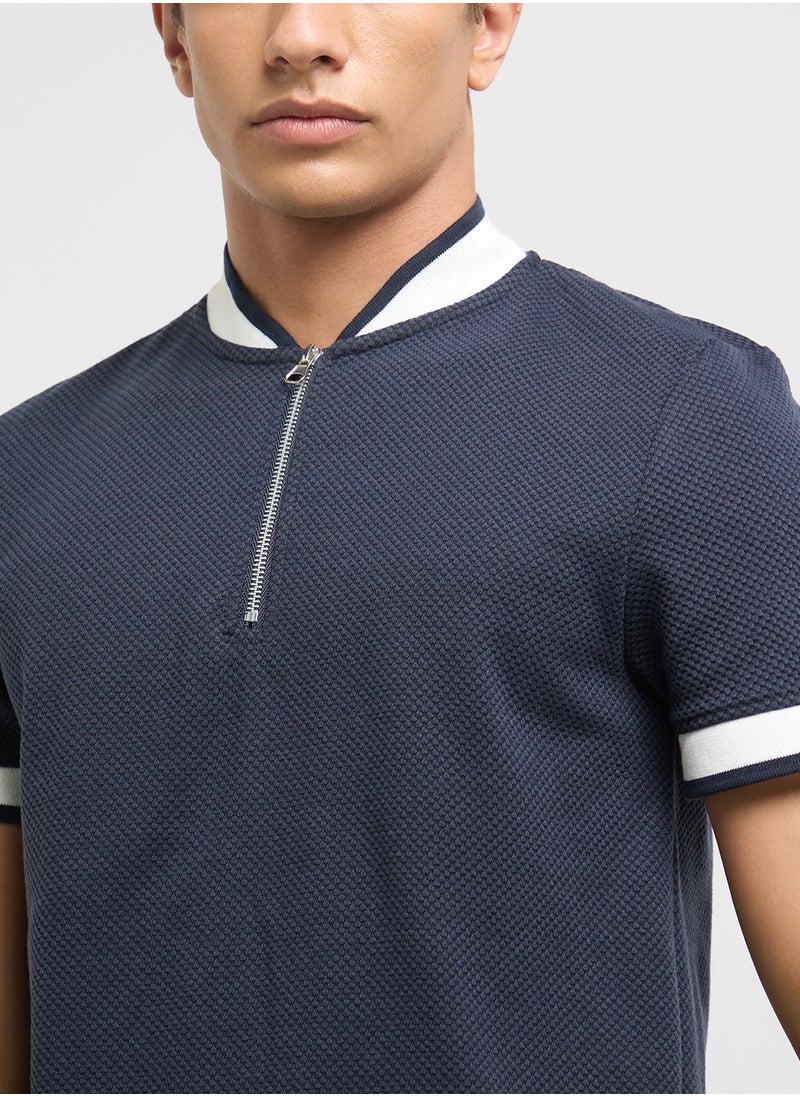 BRAVE SOUL Half Zip Polo Shirt  - Image 3