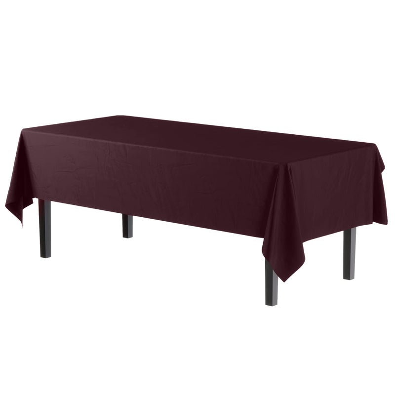 Exquisite 12-Pack Premium Plastic Tablecloth 54in. x 108in. Rectangle Table Cover - Brown - Image 2