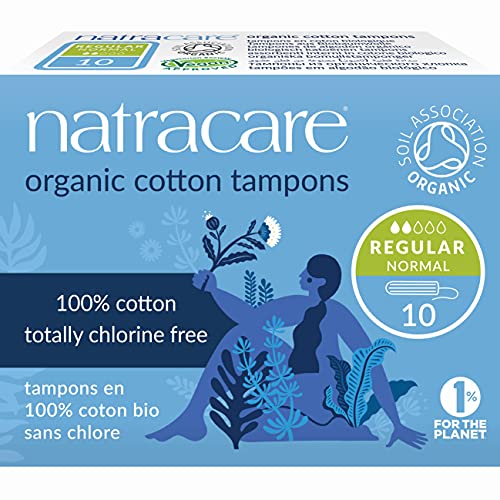 Natracare Non-Applicator 100% Organic Cotton Tampons, Regular, Totally Chlorine Free, Biodegradable and Compostable (1 Pack, 10 Tampons Total)… - Image 1