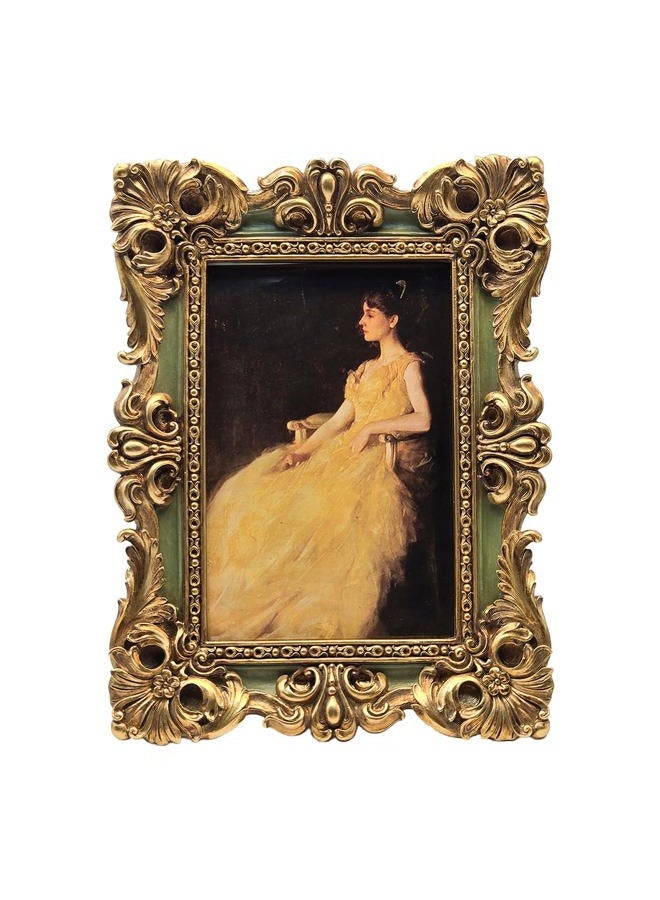 CiSoo 4x6 Vintage Picture Frame Antique Ornate Green and Gold Photo Frame, for Table Top and Wall Display, Decorative Floral Design Retro Home Decor, Photo Gallery Art - Image 1