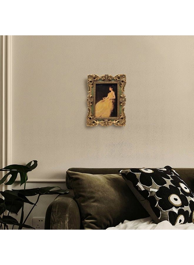 CiSoo 4x6 Vintage Picture Frame Antique Ornate Green and Gold Photo Frame, for Table Top and Wall Display, Decorative Floral Design Retro Home Decor, Photo Gallery Art - Image 4
