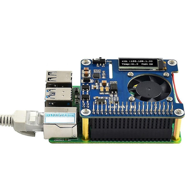 بطاقة توسيع الشبكة باور أوفر إيثرنت (PoE) النوع 802.3af وشاشة OLED لـ راسببير باي 4 موديل بي / 3بي بلس - Image 5